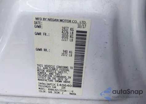 2018 Nissan Altima 2.5 Sr из США, поврежденный, VIN 1N4AL3AP1JC140640